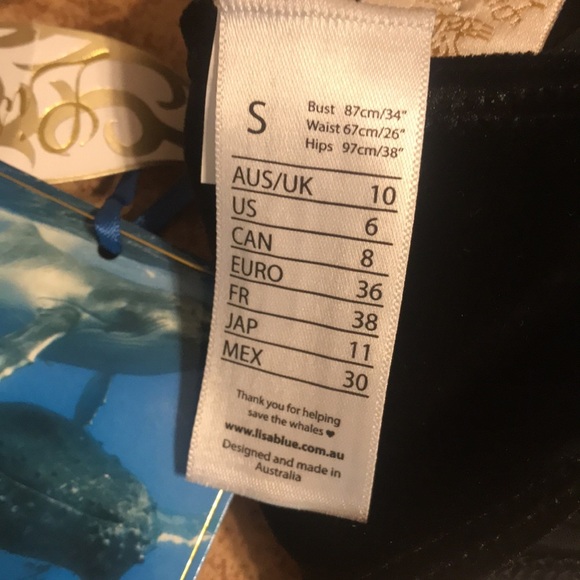 Lisa blue black velvet adjustable straps bikini top size small - Picture 8 of 9